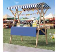Festival Trolley on Wheels Folding Camping Wagon Portable Camping Cart Collapsible Foldable Trolly，Commercial Street Vendor CartLightweight Ice Cream/Hot Dog Concession Stand & Wood Candy Ca