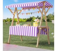 Festival Trolley on Wheels Folding Camping Wagon Portable Camping Cart Collapsible Foldable Trolly，(en:Portable Food Cart with Canopy - 47" Wooden Folding Kiosk for Catering, Festivals, a