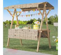 Festival Trolley on Wheels Folding Camping Wagon Portable Camping Cart Collapsible Foldable Trolly，(en:Portable Food Cart with Canopy - 47" Wooden Folding Kiosk for Catering, Festivals, a