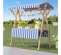 Festival Trolley on Wheels Folding Camping Wagon Portable Camping Cart Collapsible Foldable Trolly，(en:Portable Food Cart with Canopy - 47" Folding Wooden Kiosk for Catering, Festivals, a