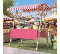 Festival Trolley on Wheels Folding Camping Wagon Portable Camping Cart Collapsible Foldable Trolly，(en:Pink Commercial Street Vendor CartLightweight Ice Cream/Hot Dog Frame & Wood Candy S