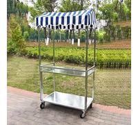 Festival Trolley on Wheels Folding Camping Wagon Portable Camping Cart Collapsible Foldable Trolly，Foldable Outdoor Vendor Cart with Wheels for Food EventsMobile Hot Dog & Candy Vending Stan