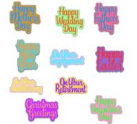 Festival Words Die Cuts for Card Making Happy Easter,Happy New Year,Happy Father's Day,Happy Wedding Day,Christmas Greetings,On Your Retirement Words Alphabets Metal Cutting Dies Arts Crafts