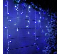 Festive 11.8M Indoor & Outdoor Snowing Effect Icicle Christmas Lights 480 Blue & White Leds