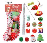 Festive 16 Speiece Cat Toy Set: Interactive Mice, Balls, And Teaser Wands For Cats