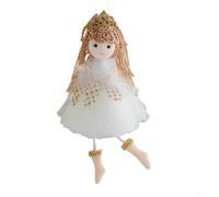 Festive 18CM Angel Doll Pendant, Cute Wings Design for Christmas Tree and Home Decoration, Perfect for Creating a Cheerful Atmosphere (White)