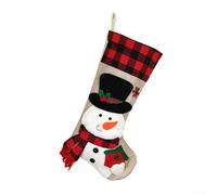 Festive 19 Inch Christmas Stocking with Charming 3D Plush Holiday Characters Snowman, Deer, Santa, Penguin, and Biscuit for Decorating (snowman)