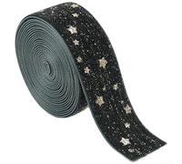 Festive 2 5x200cm Satin Ribbon with Bow and Star Prints, Cloth Material Ribbon with Gold Foil for Enhancing Holiday For Tree and Seasonal Displays (Black)