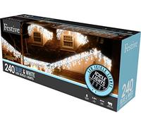 Festive 240 Blue & White Snowing Icicle Timer Lights