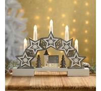 Festive 32cm Battery Operated Lit Star & Village Candle Bridge