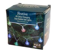Festive 40 Colour Changing Clear Bubble Ball Christmas Lights