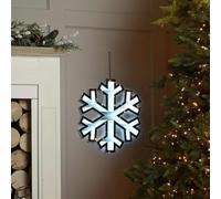 Festive 40cm Hanging Snowflake Infinity Light - LED Christmas Wall Decoration with 3D Illusion Effect - Bright White Hanging Christmas Xmas Light for Indoor Displays