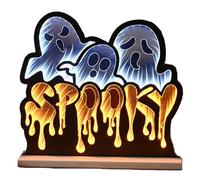 Festive 40cm Infinity Halloween SPOOKY Sign with White Ghosts - LED Light-Up Orange Wall Display with 300 Lights and Timer - Indoor Mains Operated Halloween Decoration