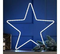 Festive 40Cm Neon Flex Red Green And Blue Christmas Star On Stand With Remote