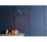 Festive 49cm Flashing LED Pumpkin Silhouette - Halloween Light-Up Wall Decoration with 232 Warm White, Green and Orange Lights - Indoor or Outdoor Display