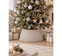 Festive 50cm X 70cm White Wash Willow Tree Skirt