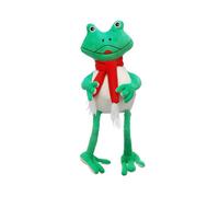 Festive 55Cm Dangly Legs Green Frog With Red Scarf