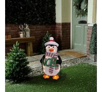 Festive 55cm Light Up Penguin Outdoor Christmas Decoration - Battery Operated Figure with 25 Warm White LEDs, Red Hat & Scarf - Illuminated Garden Ornament for Christmas Displays