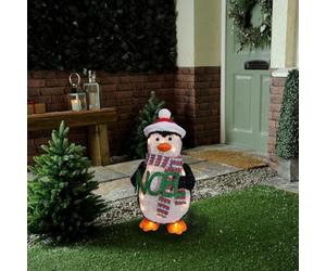 Festive 55cm Light Up Penguin Outdoor Christmas Decoration - Battery Operated Figure with 25 Warm White LEDs, Red Hat & Scarf - Illuminated Garden Ornament for Christmas Displays