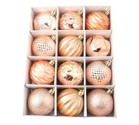 Festive 6CM Tree Ornaments 12PCS for Holiday Party(Champagne) | 12-piece set, 6cm diameter, vibrant colors, PET plastic, tree hanging loops