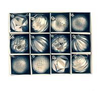 Festive 6CM Tree Ornaments 12PCS for Holiday Party(Silver) | 12-piece set, 6cm diameter, vibrant colors, PET plastic, tree hanging loops