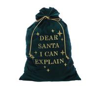 Festive 70Cm Green/gold Dear Santa I Can Explain Sack