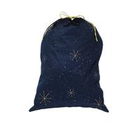 Festive 70Cm Navy Fabric Sack With Gold Starburst