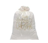 Festive 70Cm White / Gold Merry Christmas Sack