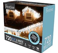 Festive 17.8M Blue & White LED Snowing Icicle String Lights