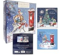 Festive Art Deluxe Box of 12 Christmas & New Year Cards - 135 x 135mm (5.5x5.5in) - Gloss Finish on Premium Board - Great British Card Company (Festive Pet Dogs at Christmas)