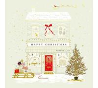 Festive Art Premium Pack of 5 Christmas & New Year Cards - 16 x 16cm - Matt Finish with Foil Embossed Detail - Great British Card Company (Xmas Shopping Mistletoe Lane)