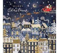 Festive Art Premium Pack of 5 Christmas & New Year Cards - 16 x 16cm - Matt Finish with Foil Embossed Detail - Great British Card Company (Santa Comes to Town)
