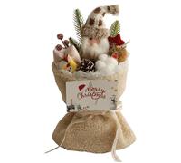 Festive Artificial Flower Bouquet - Christmas Flowers with LED Light, Decorative Doll Centerpiece for Table, Winter Wedding Indoor, Birthday, Holiday Decoration, Romantic Gift