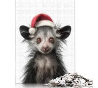 Festive Aye-aye with Santa Hat Puzzle Jigsaws 300 Pieces for Adults Puzzles for Adults Puzzling for Gift 1000pcs (75x50cm)