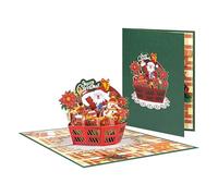 Festive Basket with Santa & Holiday Decor 3D Pop Up Christmas Card