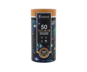 Festive Battery Operated Timer Lights - Multicolour