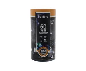 Festive Battery Operated Timer Lights - White - 200 Leds