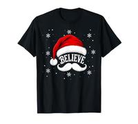 Festive Believe Santa Hat Christmas T-Shirt