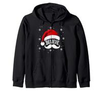 Festive Believe Santa Hat Christmas Zip Hoodie