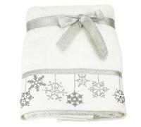 Festive Bellissimo Christmas Baubles Embroidered 100% Cotton Hand Towel, White