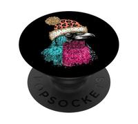 Festive Bird with Leopard Print Hat PopSockets Adhesive PopGrip