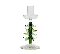 Festive Borosilicate Tree Candleholder Artisanal Craftsmanship, Accommodates Standard Waxlights, Permanent Holiday Centerpiece Modern Glass Flame Ribbed Borosilicate Christmas Tree Artwork