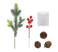 Festive Branches - Artificial Red Berry Set for Holiday Decoration, Winter Centerpiece with Pine Cone Accents, Berry Stems for Home, Wedding, Table Vases, Brighten up the Holiday Party