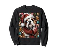 Festive British Bulldog with Santa Hat Winter Christmas Dog Sweatshirt