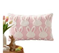 Festive Bunny Cushion - Plush Decorative Pillowcase, Soft Aesthetic with Embroidered Design, Sofa Accessory, Reversible Cover, Seasonal Accent for Springtime, Holiday Décor, Living Spaces
