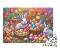 Festive Bunny paper puzzle 1000 pieces Easter egg adult jigsaw Thick paper Educational animal jigsaw for home relaxation wall decor 70x50cm/1000pcs