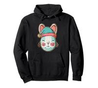 Festive Bunny with Santa Hat Design Pullover Hoodie