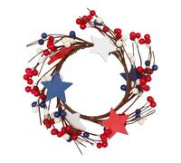 Festive Candle Ring, Patriotic Berry Wreath Centerpiece Decor, Artificial Floral Circle with Lifelike Finish, Decorative Resin Accent, Candle Holder with Traditional Style, Home Decor for Dining