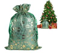 Festive Candy Bags, Holds Sweet Treats, 12x15cm Holiday Favor Storage, Gold Foil Burlap Sack Drawstring, Party Decor Container Reusable, Seasonal Events Use Celebrations Gatherings