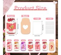 Festive Candy Cards - Valentine Supplies for Couples | Paper with Tape Candy Bag, Jar Shape Design, 50 Pieces Celebration Pack, Birthday, Date Night, Classroom and School Office